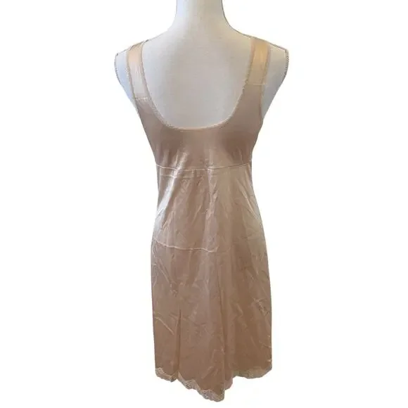 Vintage Full Slip Lace Trim Light Tan - Picture 4 of 4